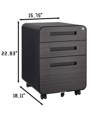 3 Drawer Mobile File Cabinet Under Desk Office Versatile Storage Cabinet for Legal/Letter/A4 Files, 5 Wheel Design Anti-Tilting