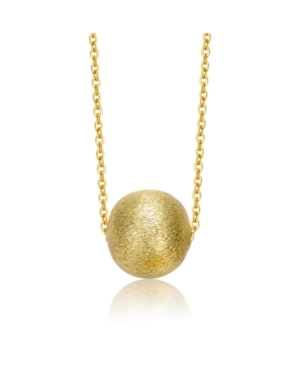 14K Gold-Plated Textured Ball Necklace with Link Chain - Gold