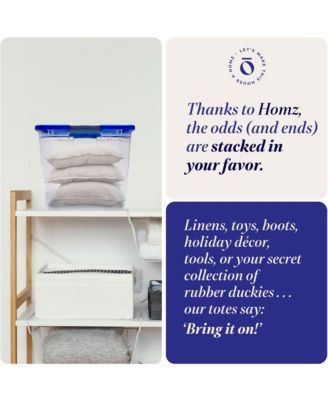 64 Qt Secure Latch Large Clear Stackable Storage Container w/ Lid (2 Pack)