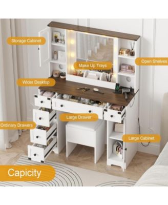 Makeup Vanity Desk, Vanity Table with Mirror and Lights, Dressing Table