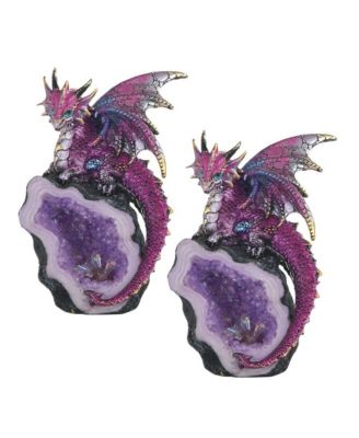 FC Design 2-PC Set" 8"H Purple Dragon Guarding Faux Crystal Cave ...
