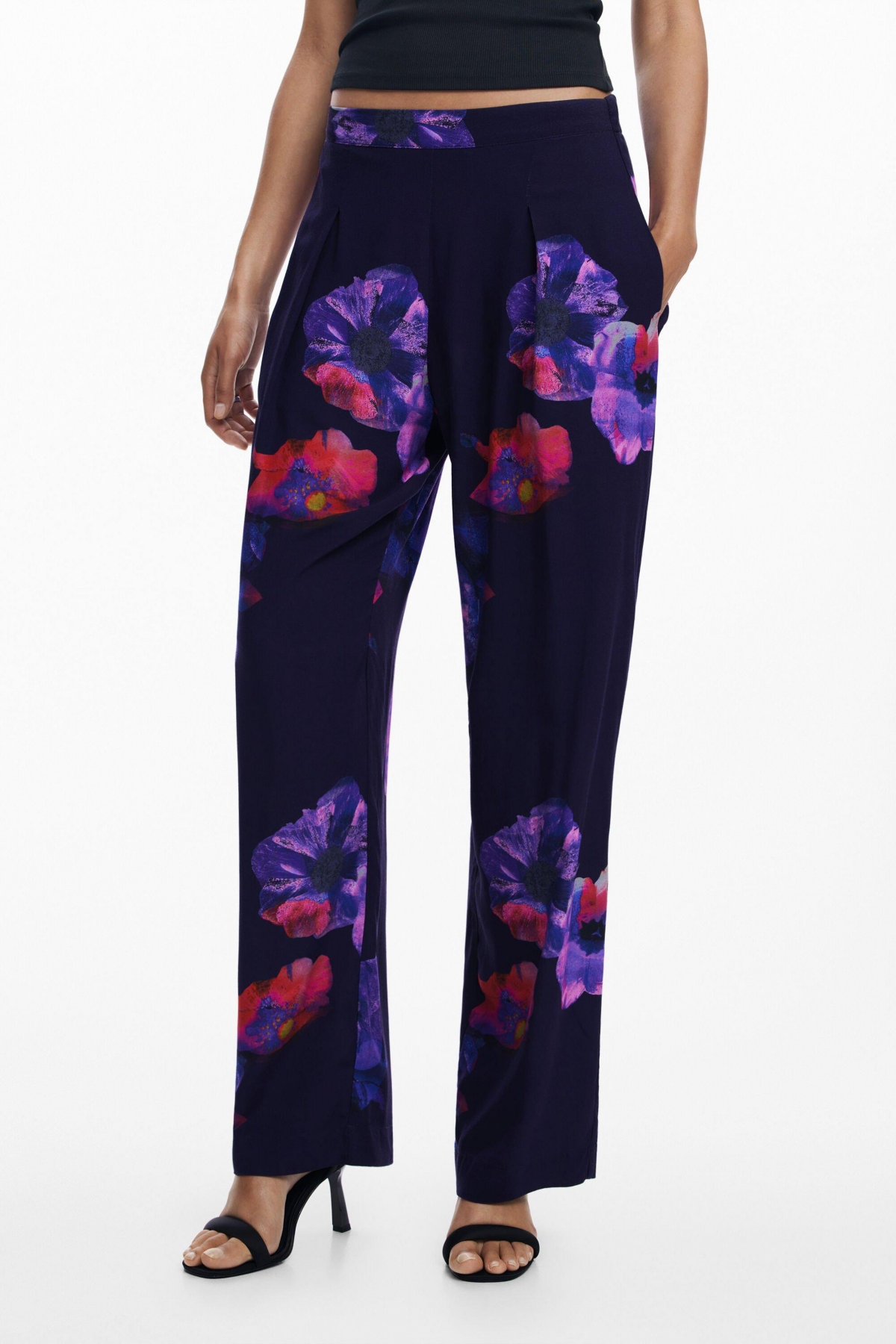 Women's Fluid floral pants - Black
