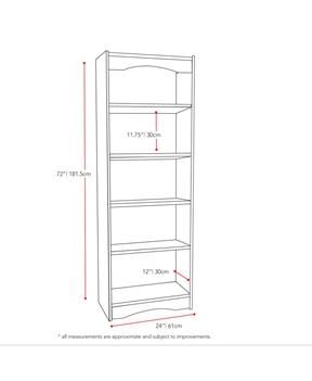 Contemporary Bookcase with 5 Shelves and Curved Accents