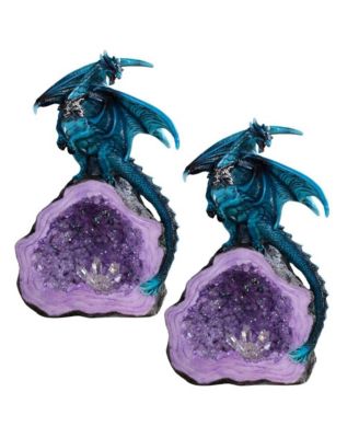 FC Design "2-PC Set" 8"H Blue Dragon Guarding Purple Faux Crystal Cave ...
