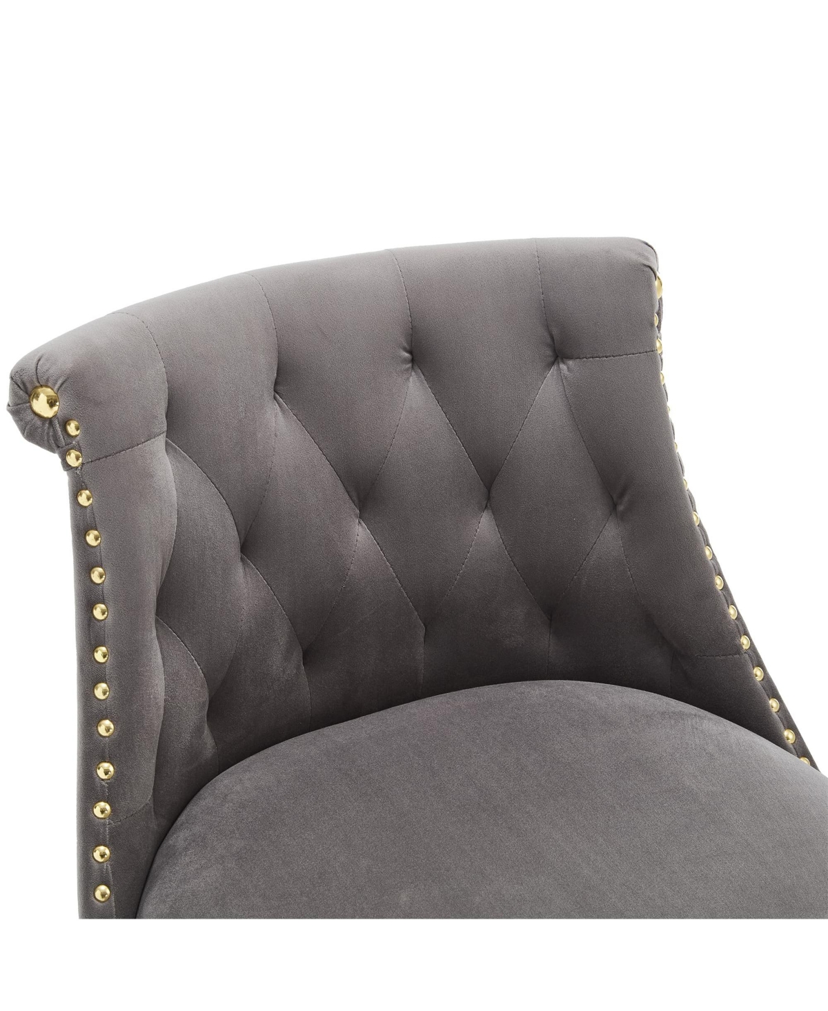 The Pop Home Set of 2 Velvet Swivel Bar Stools, 360 Rotation, Modern Kitchen Chairs-The Pop Home - Grey+velvet