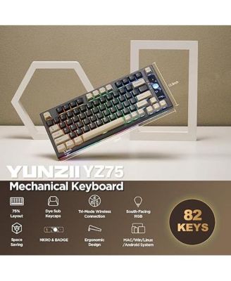 YZ75 75% Gasket Mechanical Keyboard,TKL Wireless Hot Swappable Bluetooth Gaming Keyboard with 4-Layer Padding,BT5.0/2.4Ghz/Type-C NKRO RGB Keyboard for Win/Mac Milk Switch