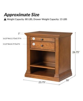 Mulo Traditional Nightstand with Three Ports and Adjustable Shelf