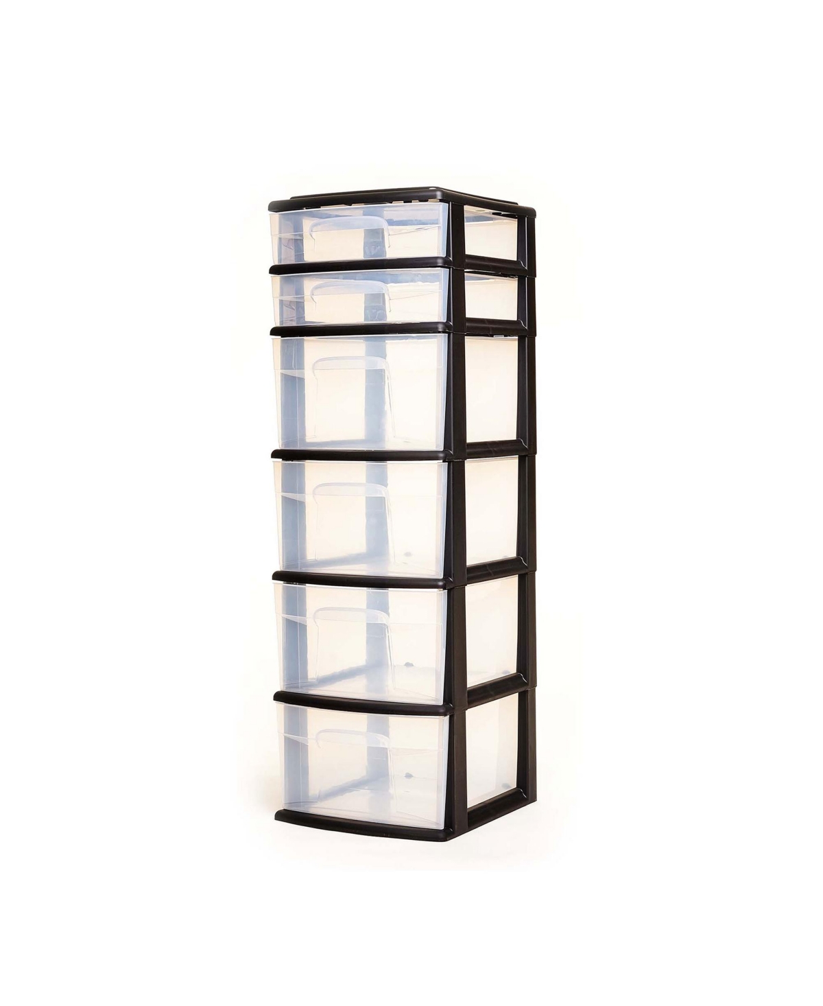 6-Drawer Plastic Bedroom & Closet Organizer Storage, Clear/Black Frame - Clear