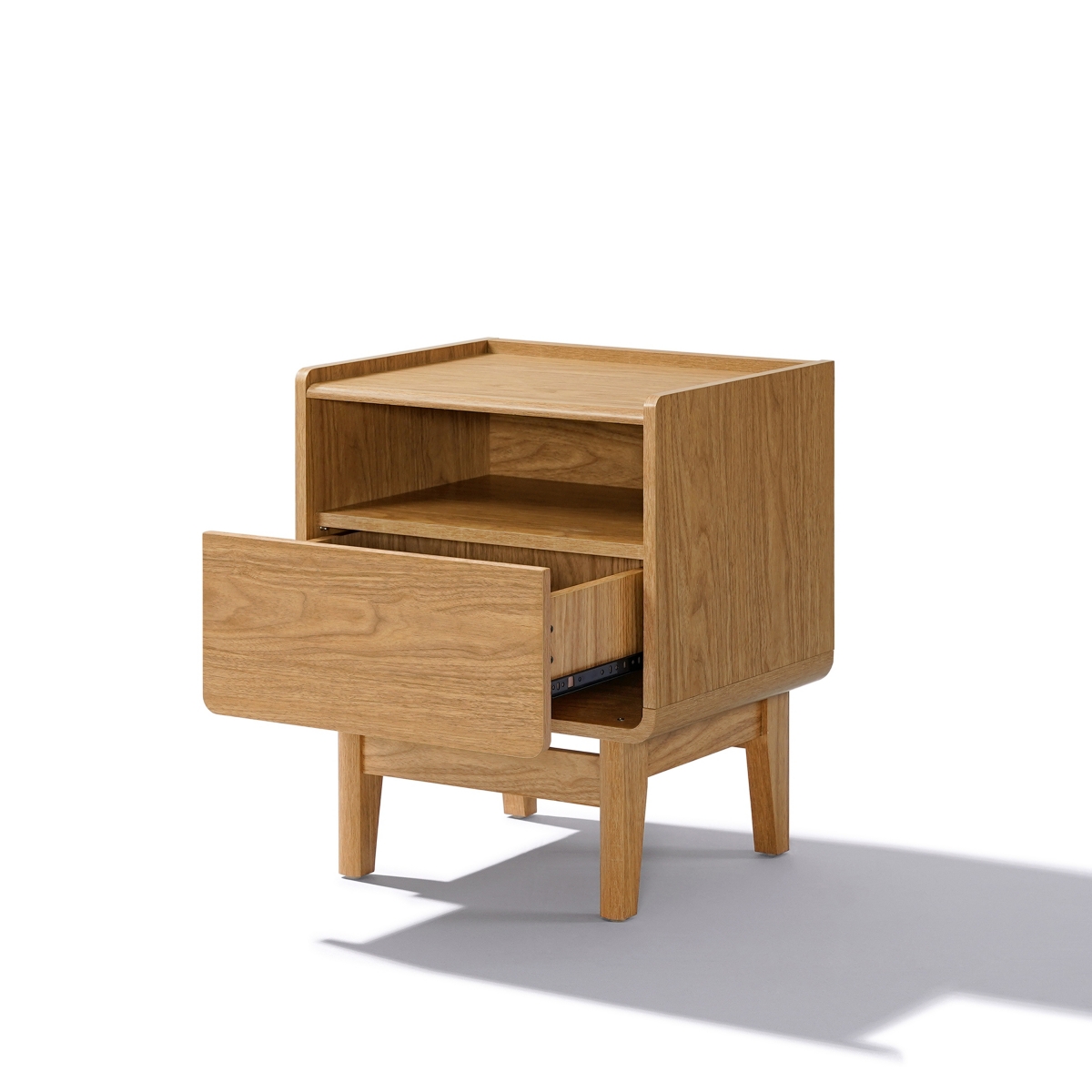 Luxenhome Summer Oak Engineered Wood Nightstand And End Table With Storage In Brown