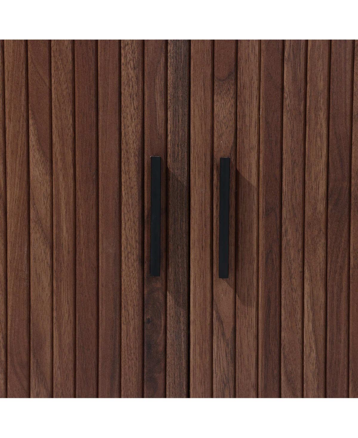 Luxenhome Mid-century Modern 2-door Accent Cabinet With Slatted Sliding Doors, Dark Oak In Dark Brown