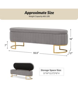 Sara Modern Storage Bench with Metal Legs and Channel Tufted