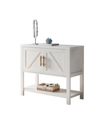Modern 2 Drawer Wooden Storage Console Table Black/Walnut