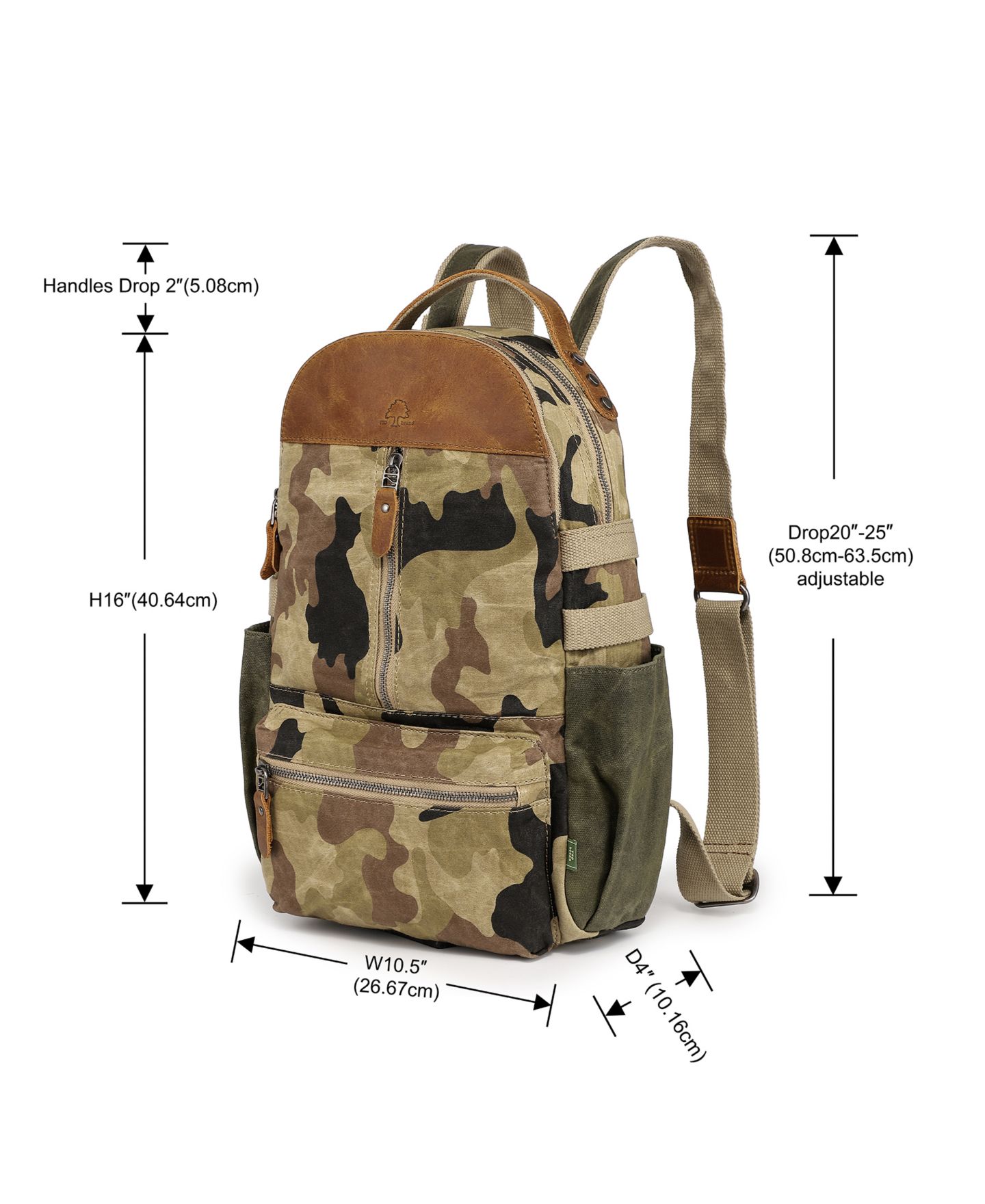 Рюкзак TSD BRAND Mountain Leaf Utility Bee-Wax Canvas, цвет: Армейский зелёный — фото 3