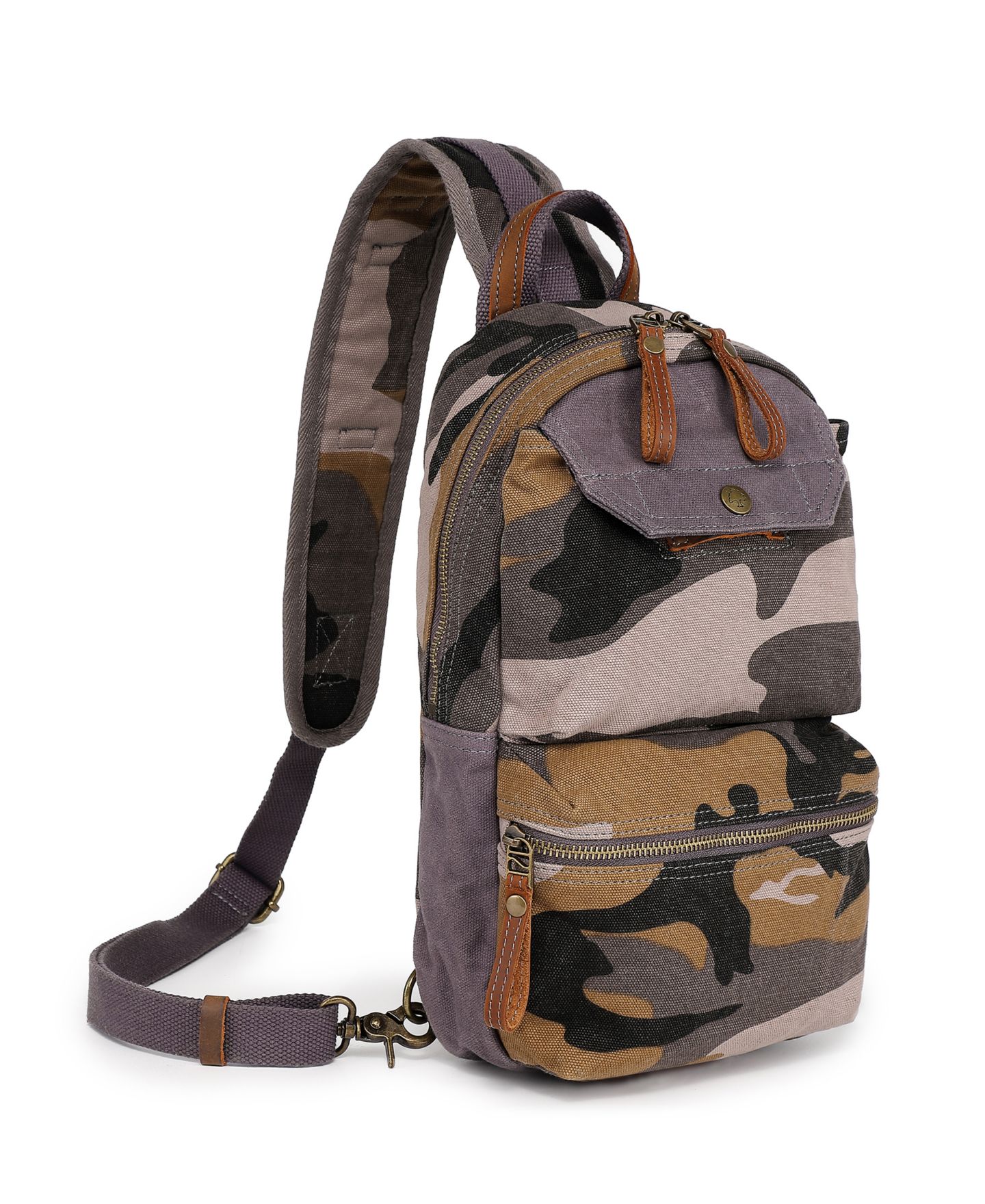 Женская сумка TSD BRAND Mountain Leaf Top Handle Sling, цвет: Серый камуфляжный — фото 1