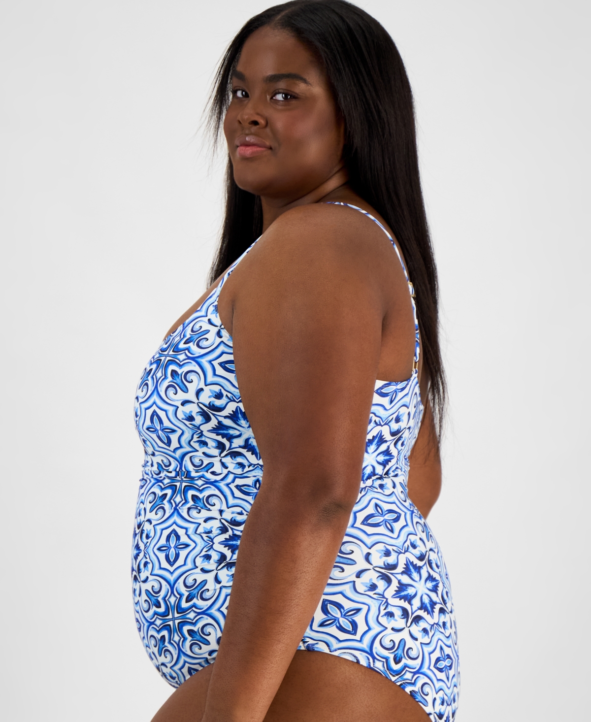 La Blanca Plus Size Alboran Sea One-piece Swimsuit In Blue