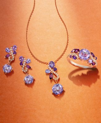 Multi-Gemstone (2-3/8 ct. t.w.) & Nude Diamond (1/6 ct. t.w.) Cluster Ring in 14k Rose Gold