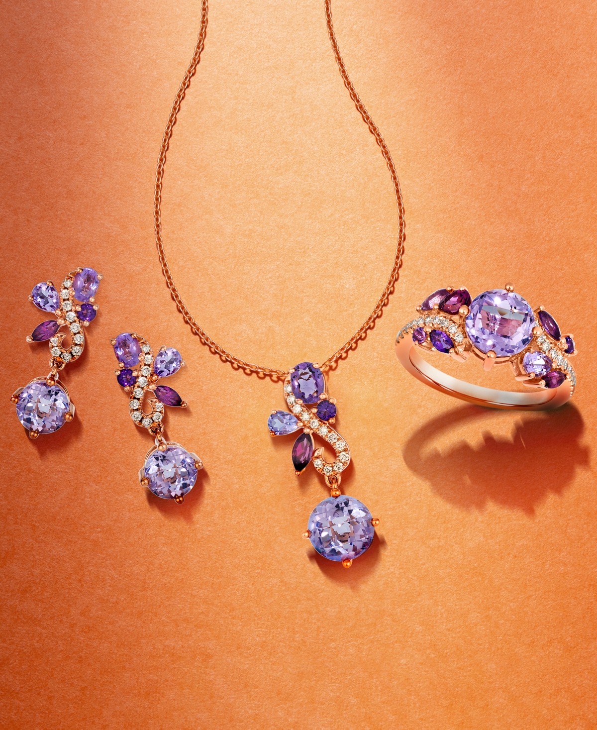 Le Vian Multi-gemstone (2-3/8 Ct. T.w.) & Nude Diamond (1/6 Ct. T.w.) Cluster Ring In 14k Rose Gold In Multi