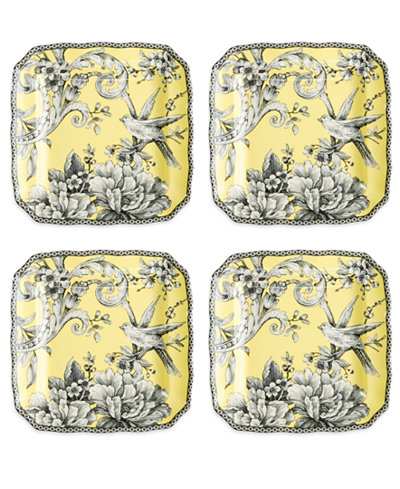 222 Fifth Fine China 4-Pc. Adelaide Yellow Square Appetizer Plates Set