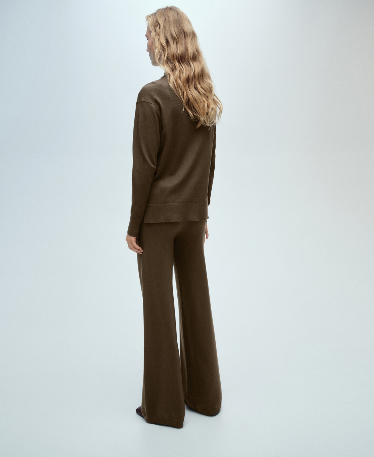Shop Mango Women's Geometric Print Knitted Pants In Khaki
