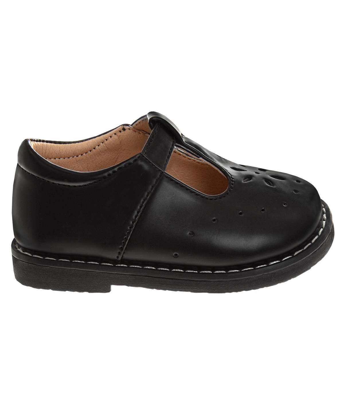 Josmo Infant Slip-resistant Flat T-strap Shoes In Black
