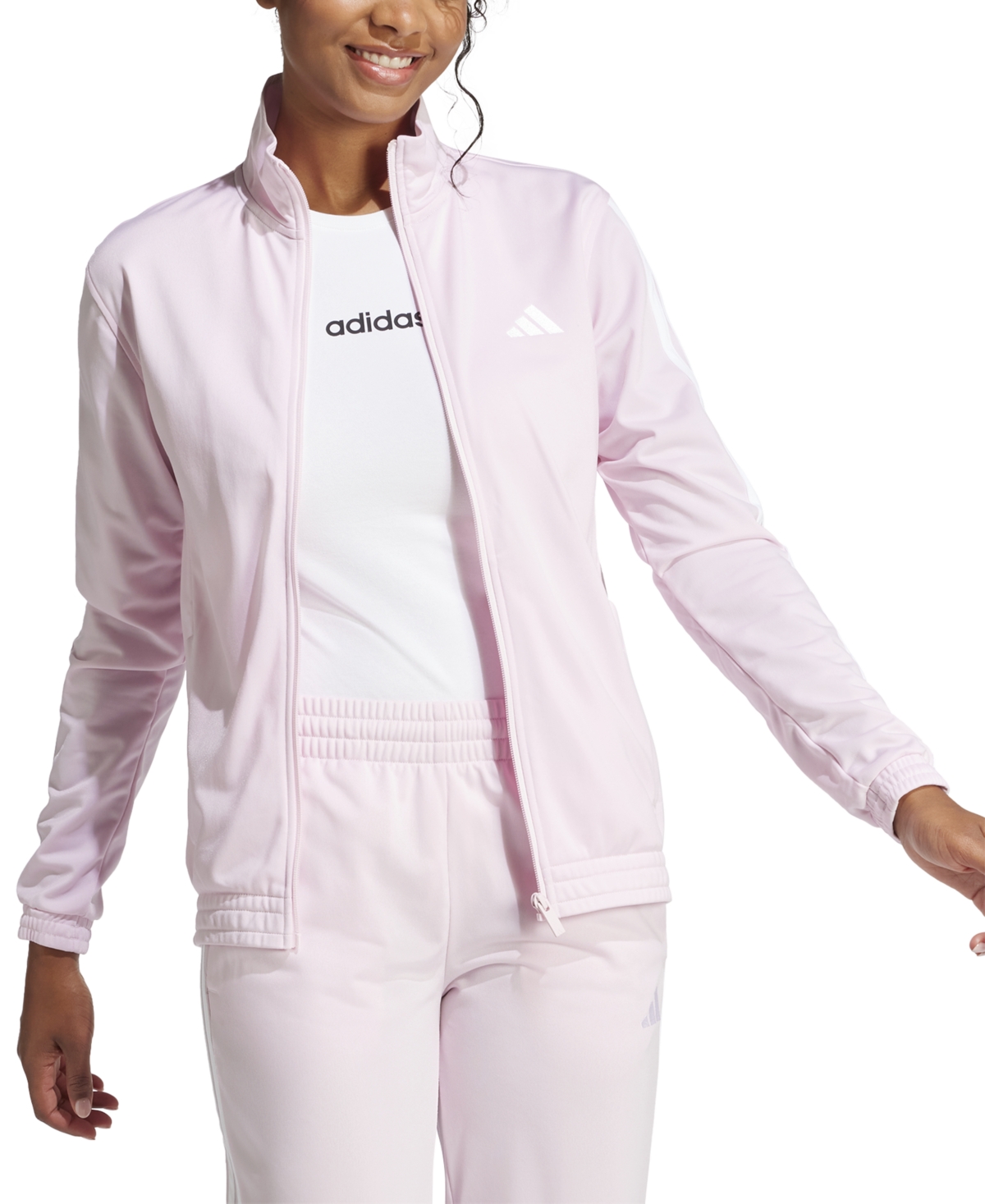 Adidas Originals Women's Tricot 3-stripes Track Jacket In Clear Pink