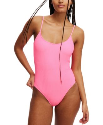 COTTON ON Women's Thin-Strap Scoop-Back Cheeky One-Piece Swimsuit - Macy's