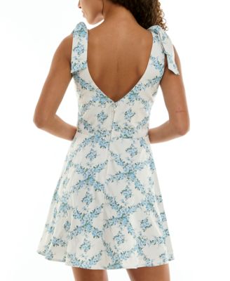 Juniors' Floral-Print Tie-Strap Dress
