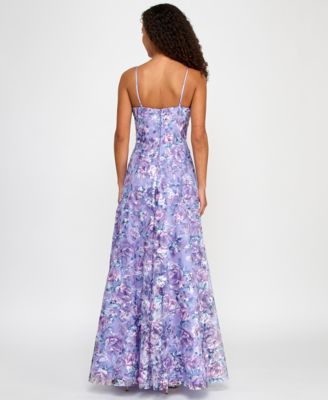 Juniors' Floral-Embroidered Corset Gown, Created for Macy's