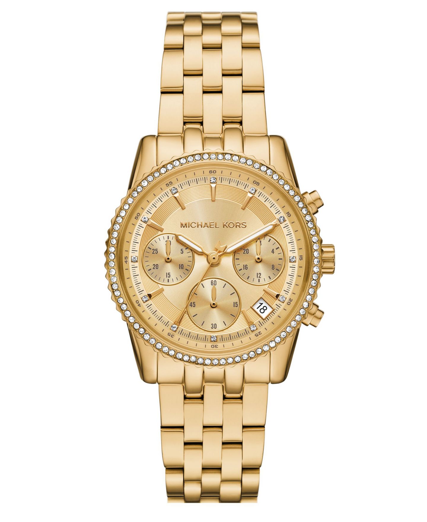 Женские часы Michael Kors Mini Bryant Chronograph Gold-Tone Stainless Steel Watch, 35mm — фото 1