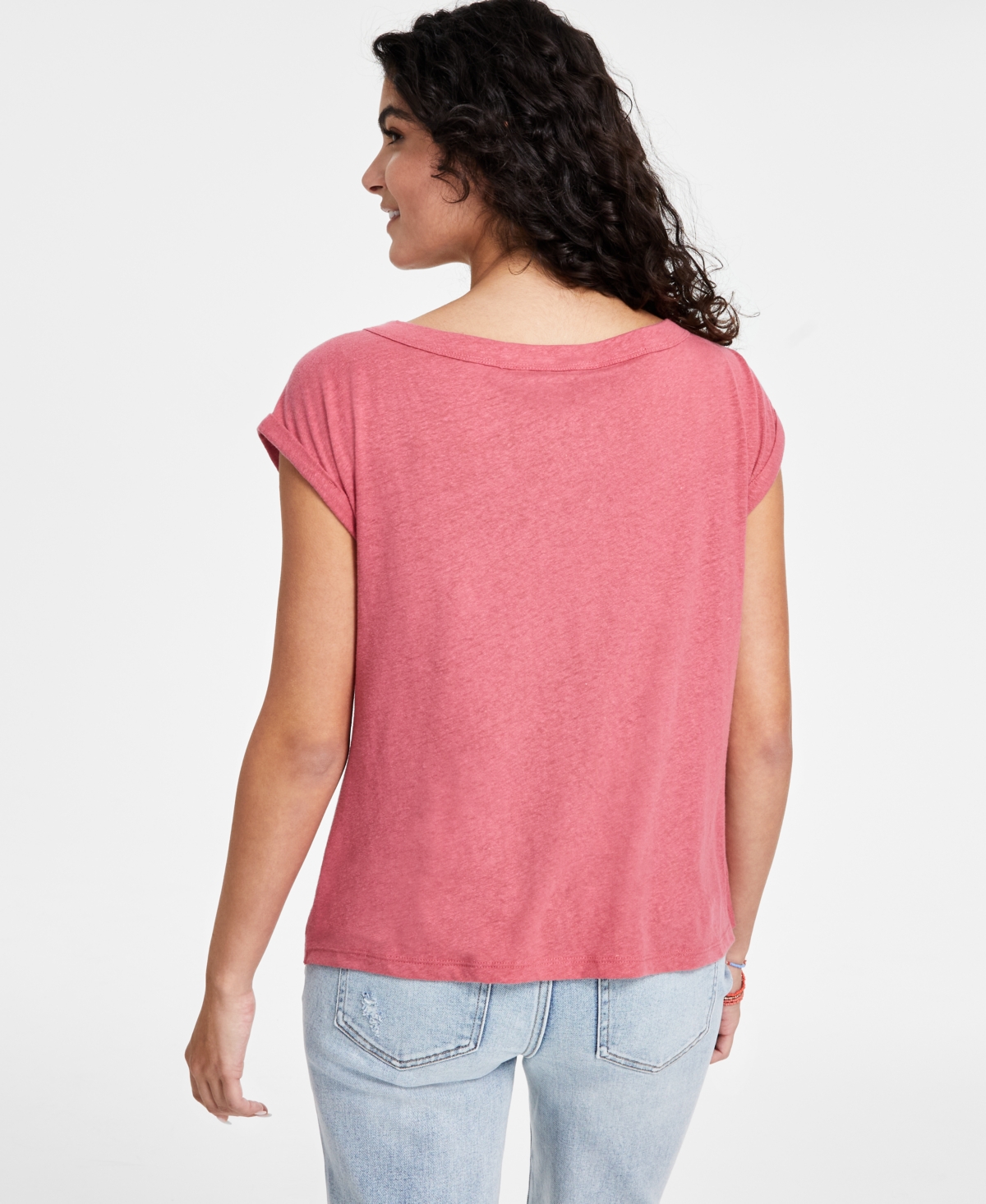 Shop Liverpool Los Angeles Women's Short Sleeve Boat Neck Knot Front Knit Top In Slate Rose