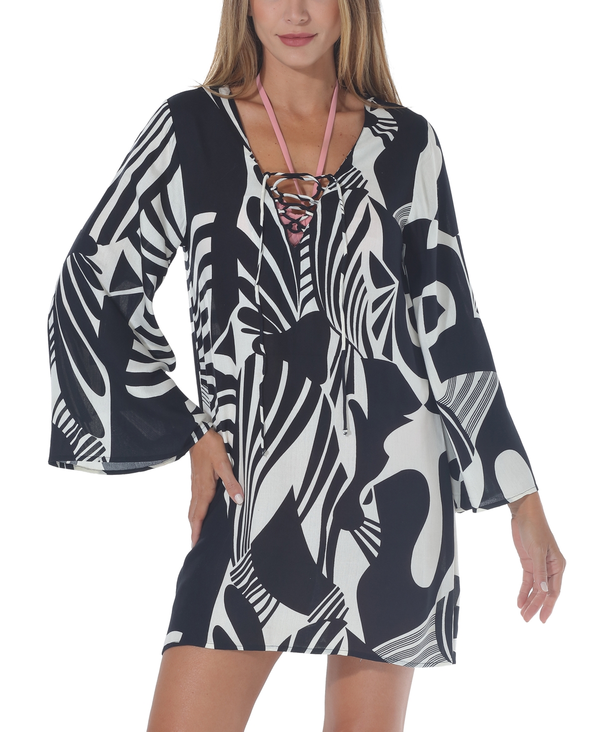 Raviya Women's Printed Tunic Cover-up In Black Print