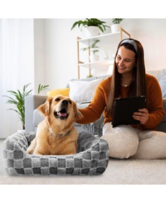 Checkered Cuddler, Ultra-Soft & Elegant Pet Bed for Dogs & Cats, Designed for Comfort and Durability