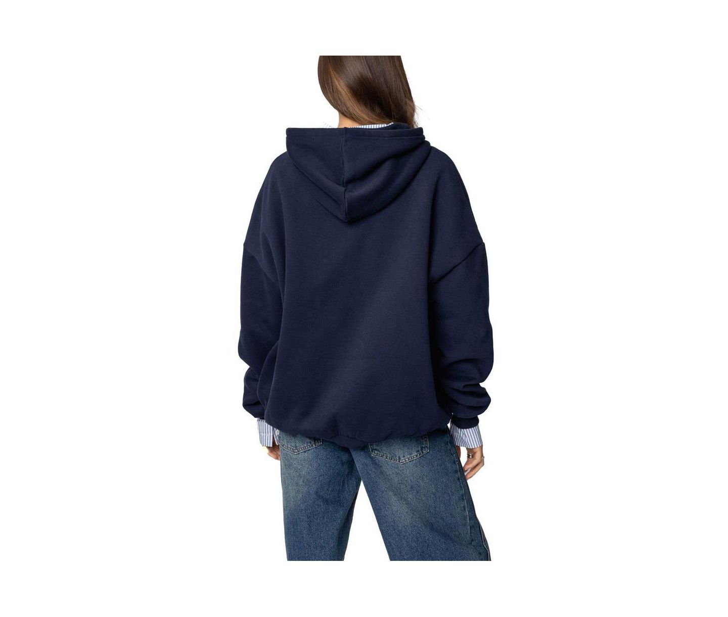 Женское худи Edikted Apres Ski Oversized, цвет: Тёмно-синий — фото 3