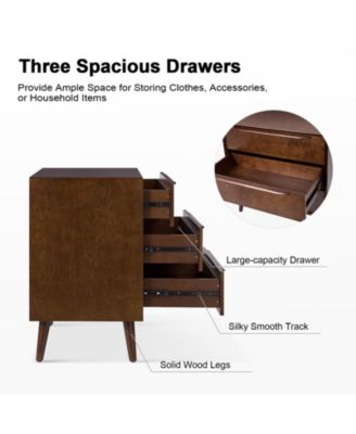 Zahira Mid-Century Modern 3 - Drawer Accent Chest with Solid Wood Handles and Legs