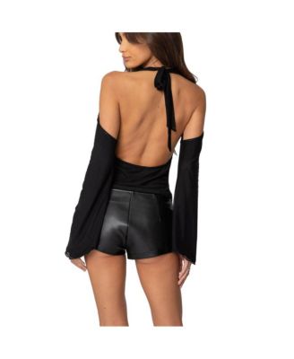 Womens Open Shoulder Cowl Neck Top