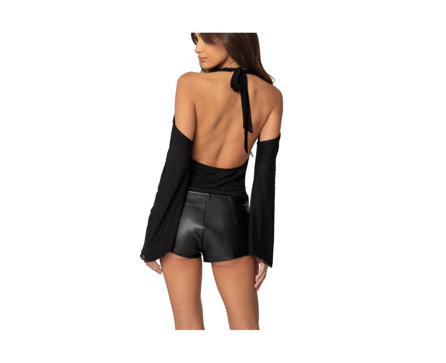 Women's Open Shoulder Cowl Neck Top