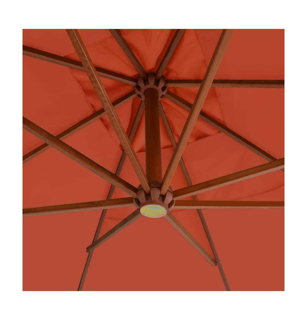 vidaXL Cantilever Garden Parasol with Wooden Pole- Terracotta