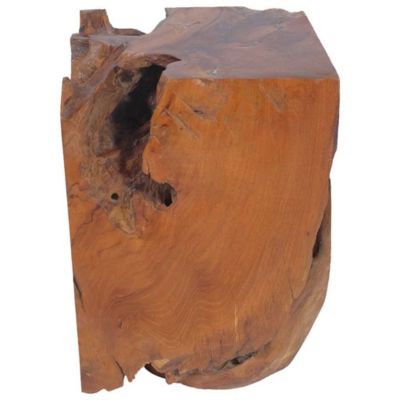 Stool Brown Solid teak wood Medium-sized Statement Piece Stool