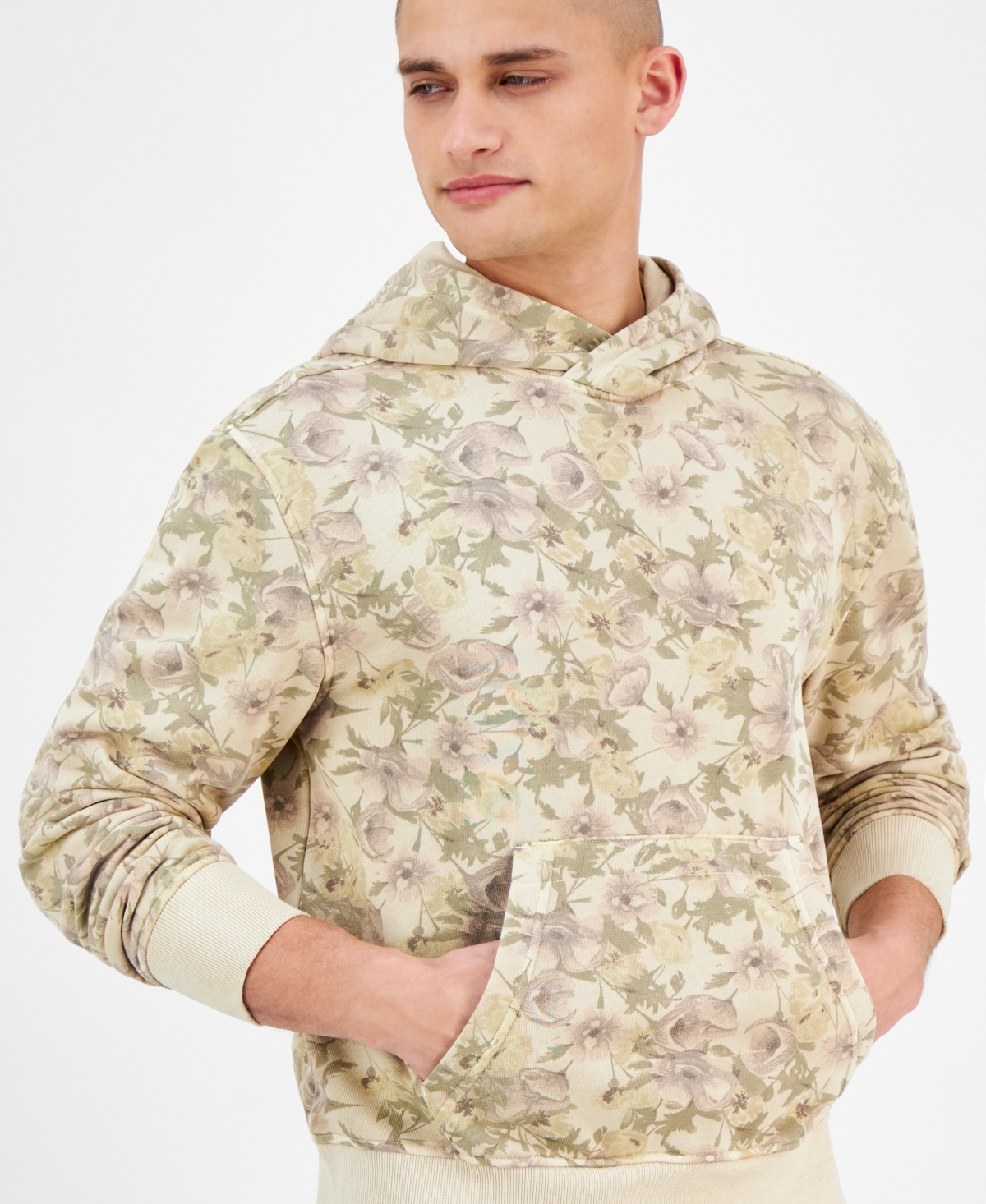 SUN + STONE MEN'S FLORAL MASH HOODIE, EXCLUSIVELY AT MACY'S 