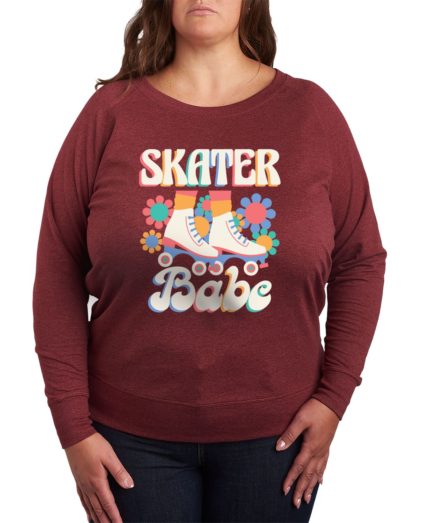 Plus Size Skater Babe Graphic Crew Neck Top