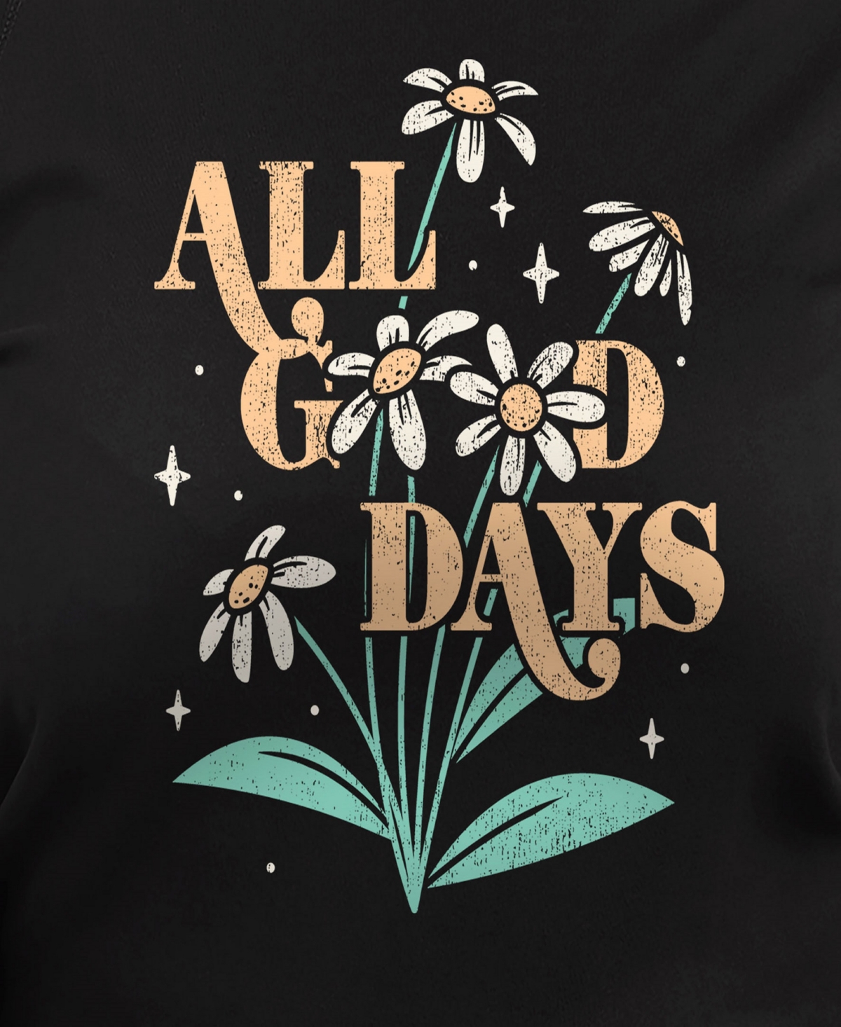 Hybrid Apparel Plus Size All Good Days Floral Graphic Crew Neck Top In Black