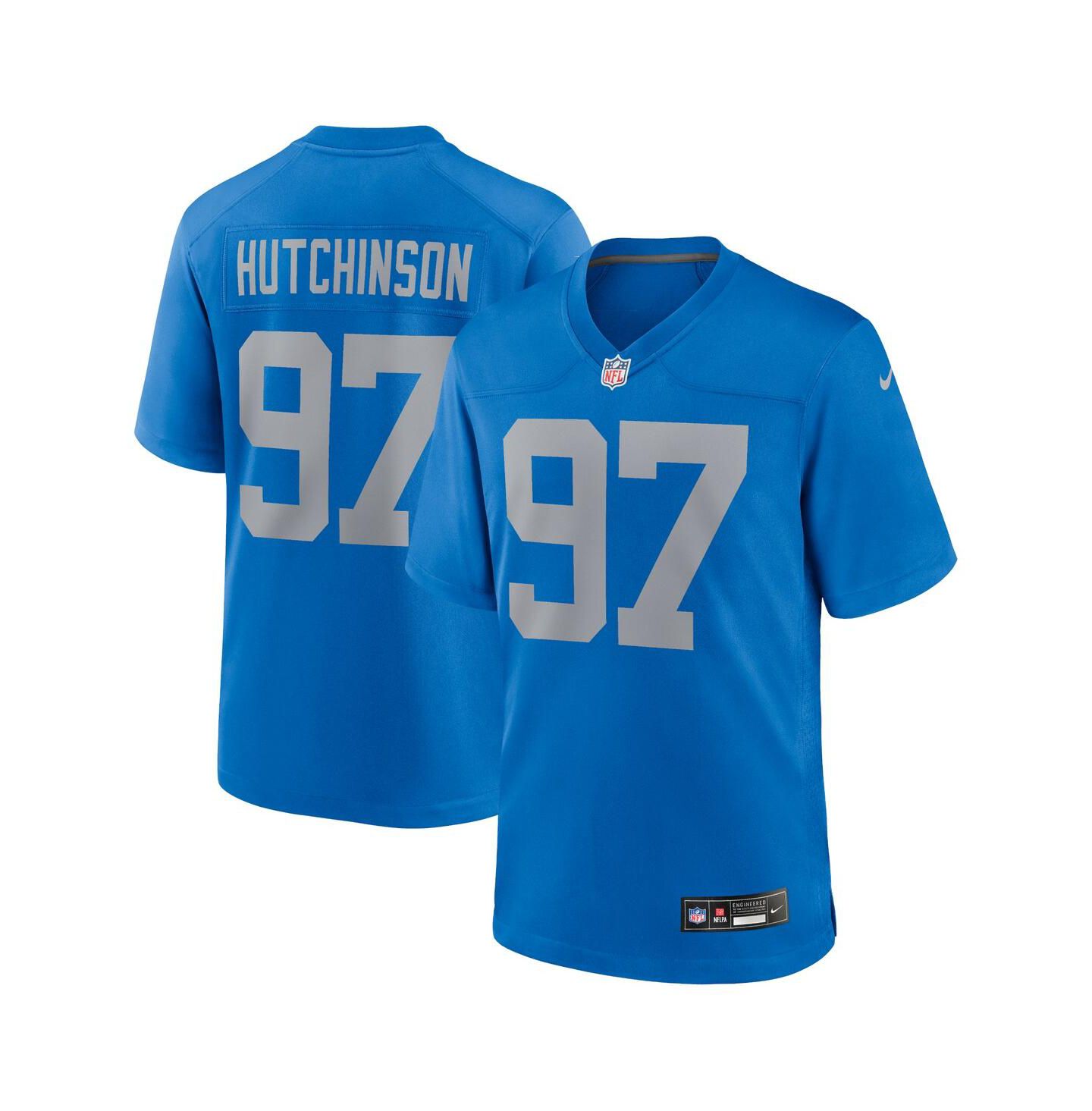 Мужской топ Nike Aidan Hutchinson Blue Detroit Lions Alternate Game Jersey — фото 1