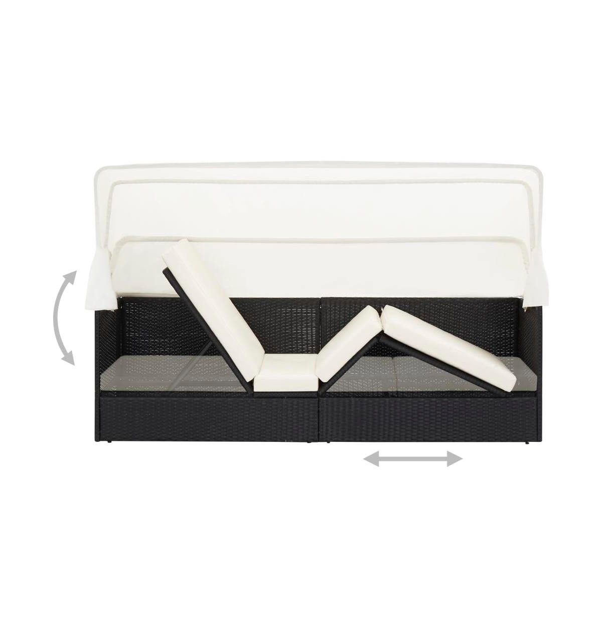vidaXL Patio Sofa with Canopy Black Poly Rattan