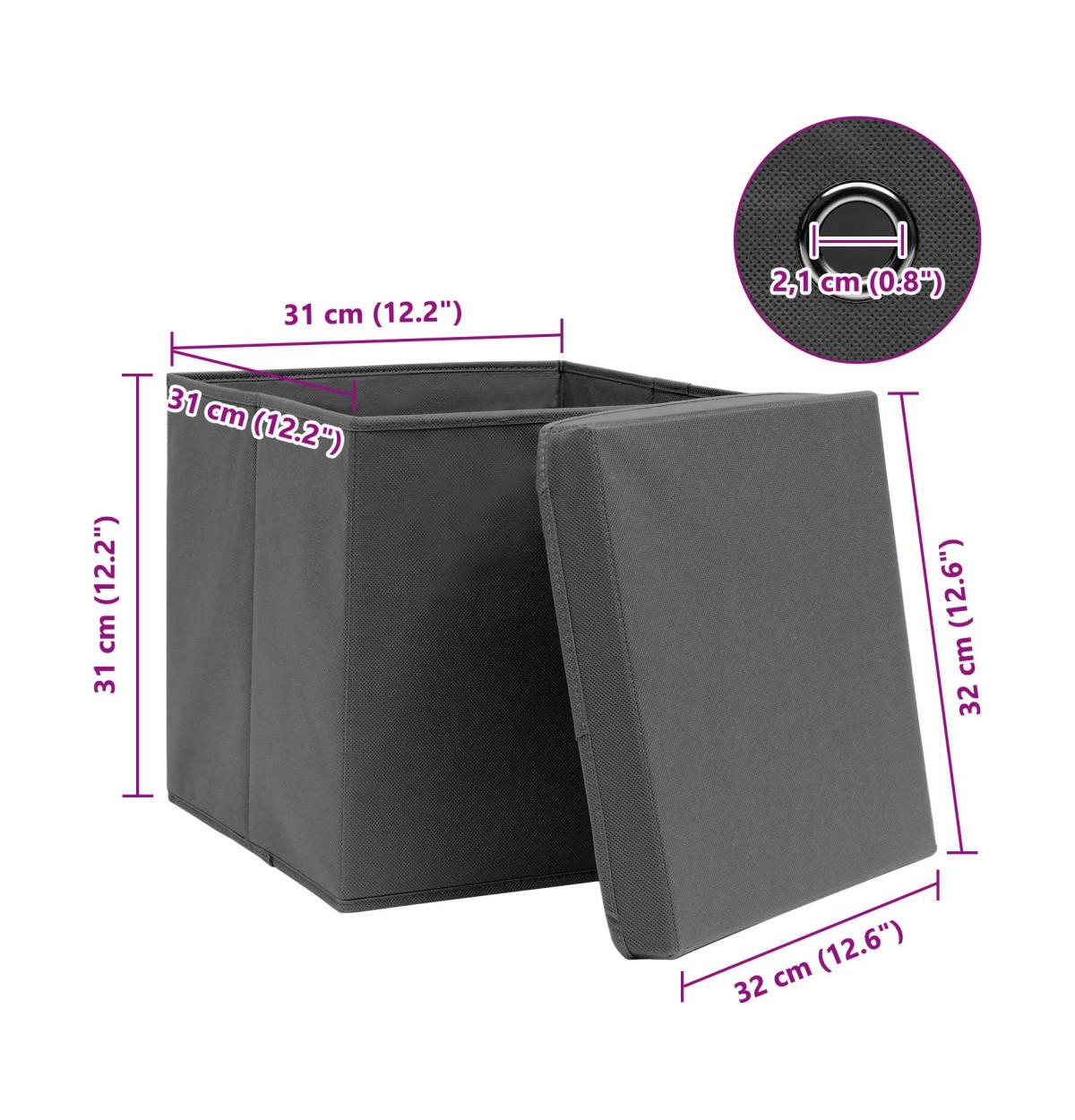 vidaXL Storage Boxes with Lids 4 pcs Gray 12.6