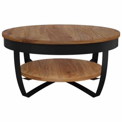Standard Wood Honey Brown Black Coffee Table