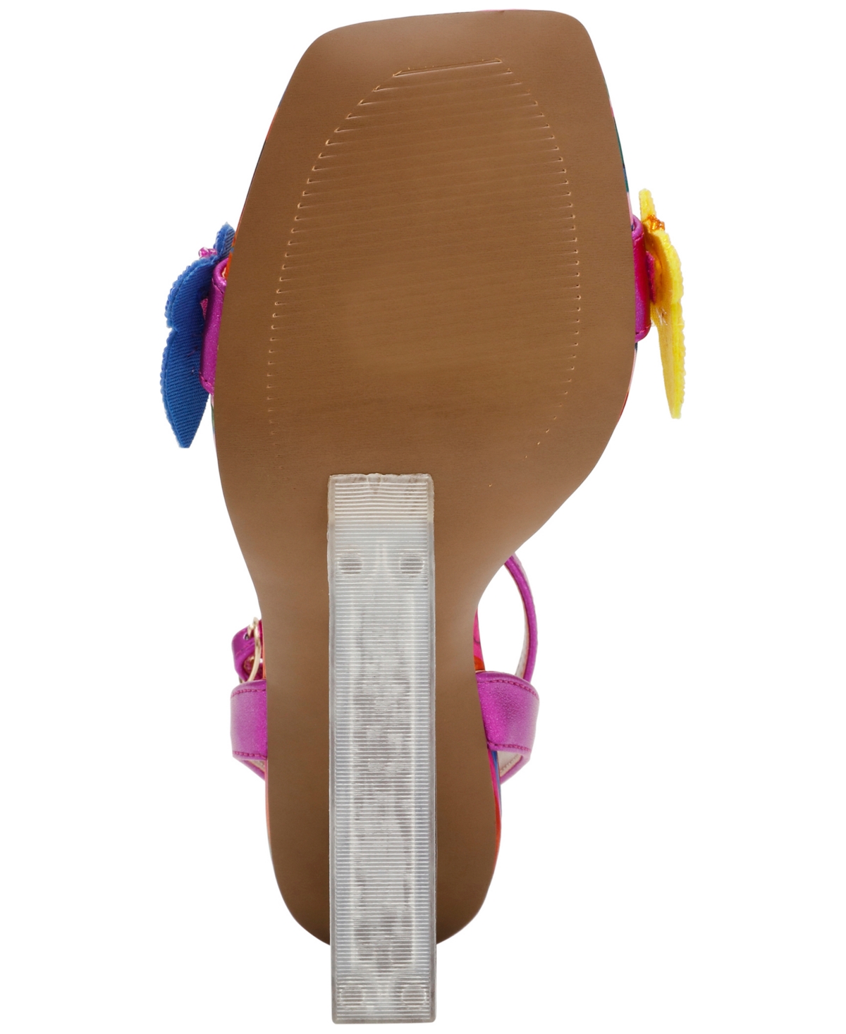 BETSEY JOHNSON WOMEN'S APOLO BUTTERFLY LUCITE WEDGE SANDALS 