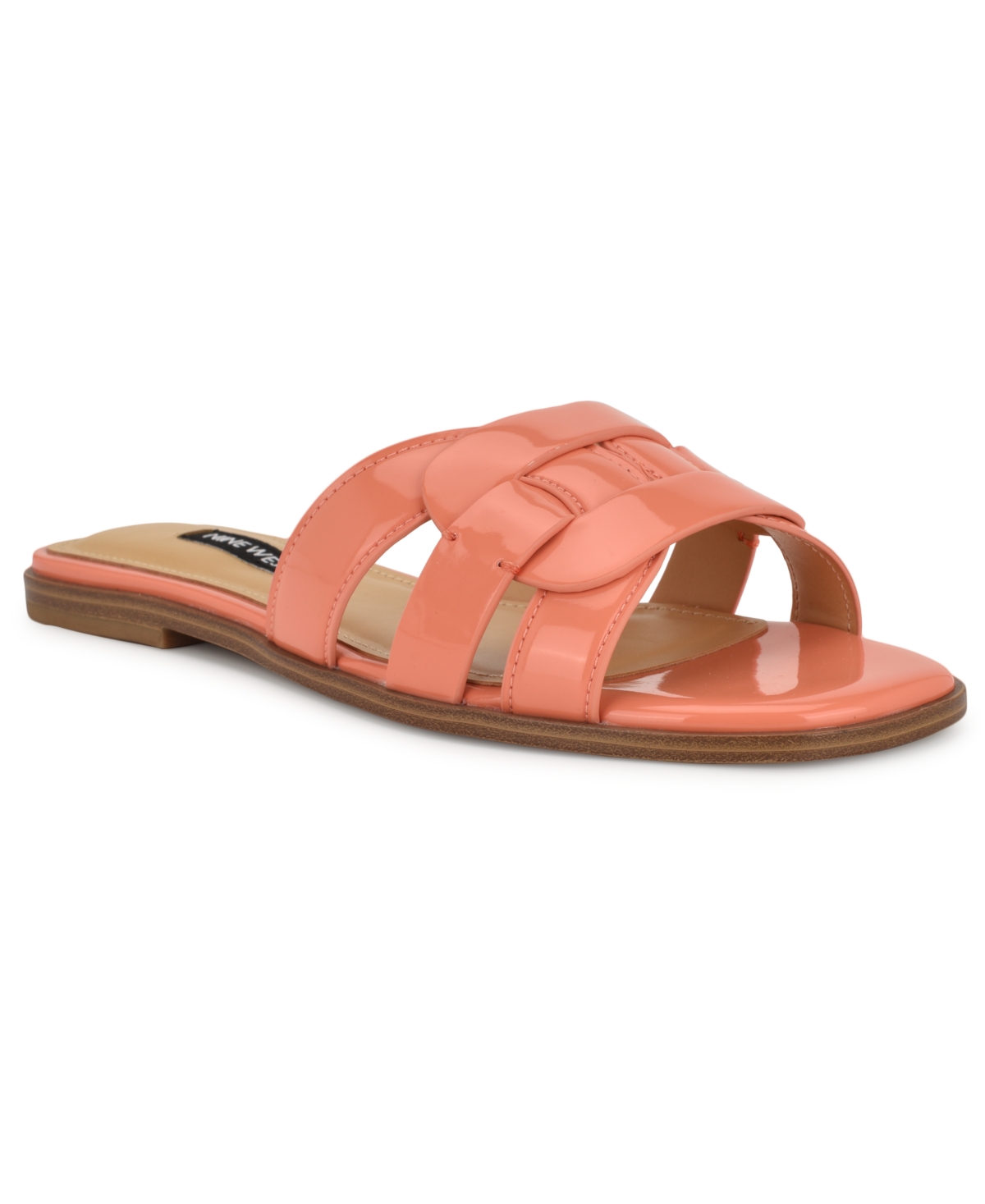 Shop Nine West Women's Glorie Casual Flat Sandals In Orange Patent