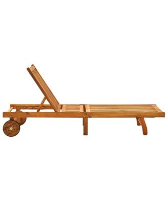 Sunlounger Natural Wood Solid Acacia Wood