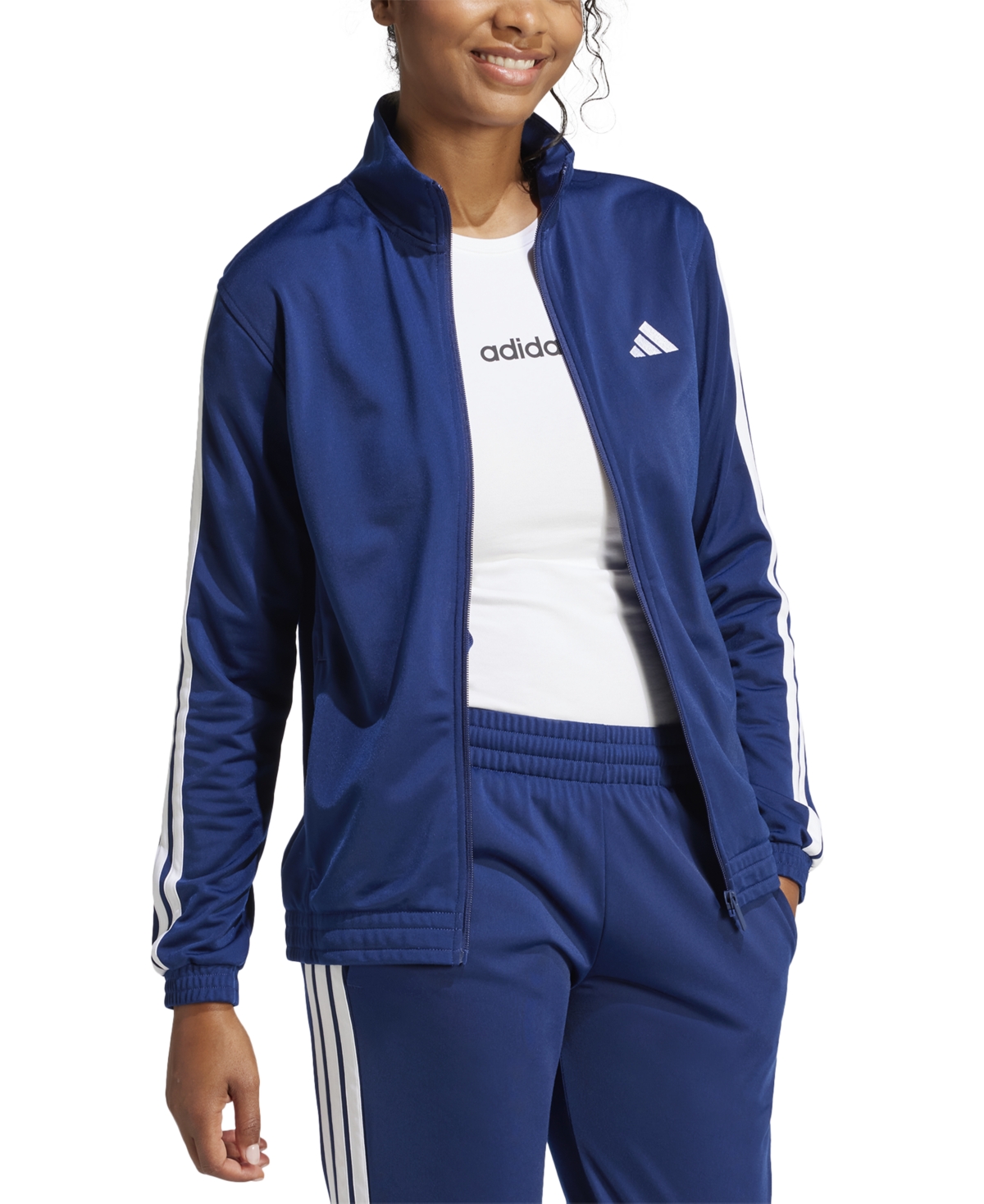 Adidas Originals Women's Tricot 3-stripes Track Jacket In Dark Blue,white