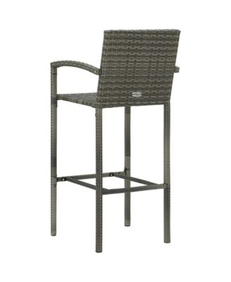 Bar Stools 4 pcs Gray Poly Rattan